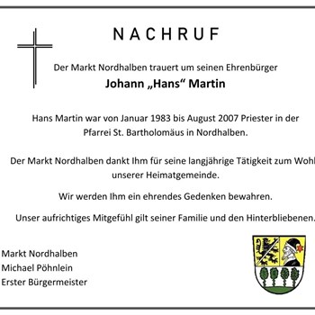 Nachruf Hans Martin