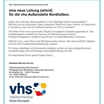Suche vhs-Außenstelle-Leitung Nordhalben